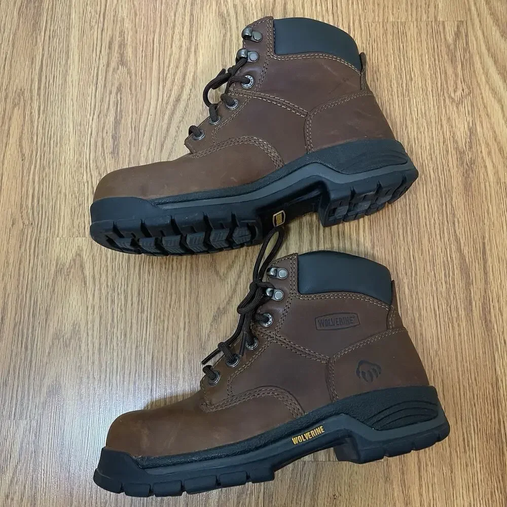 Wolverine Harrison lace up brown work boots steel toe women size US 6